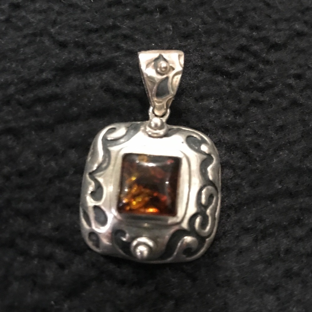 Silpada Sterling and amber slide
